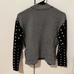 Anthropology striped and polka dot sweater. Black and white